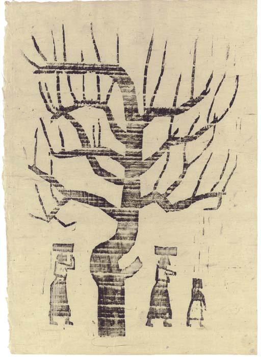 Park Sookeun - Three figures with large tree