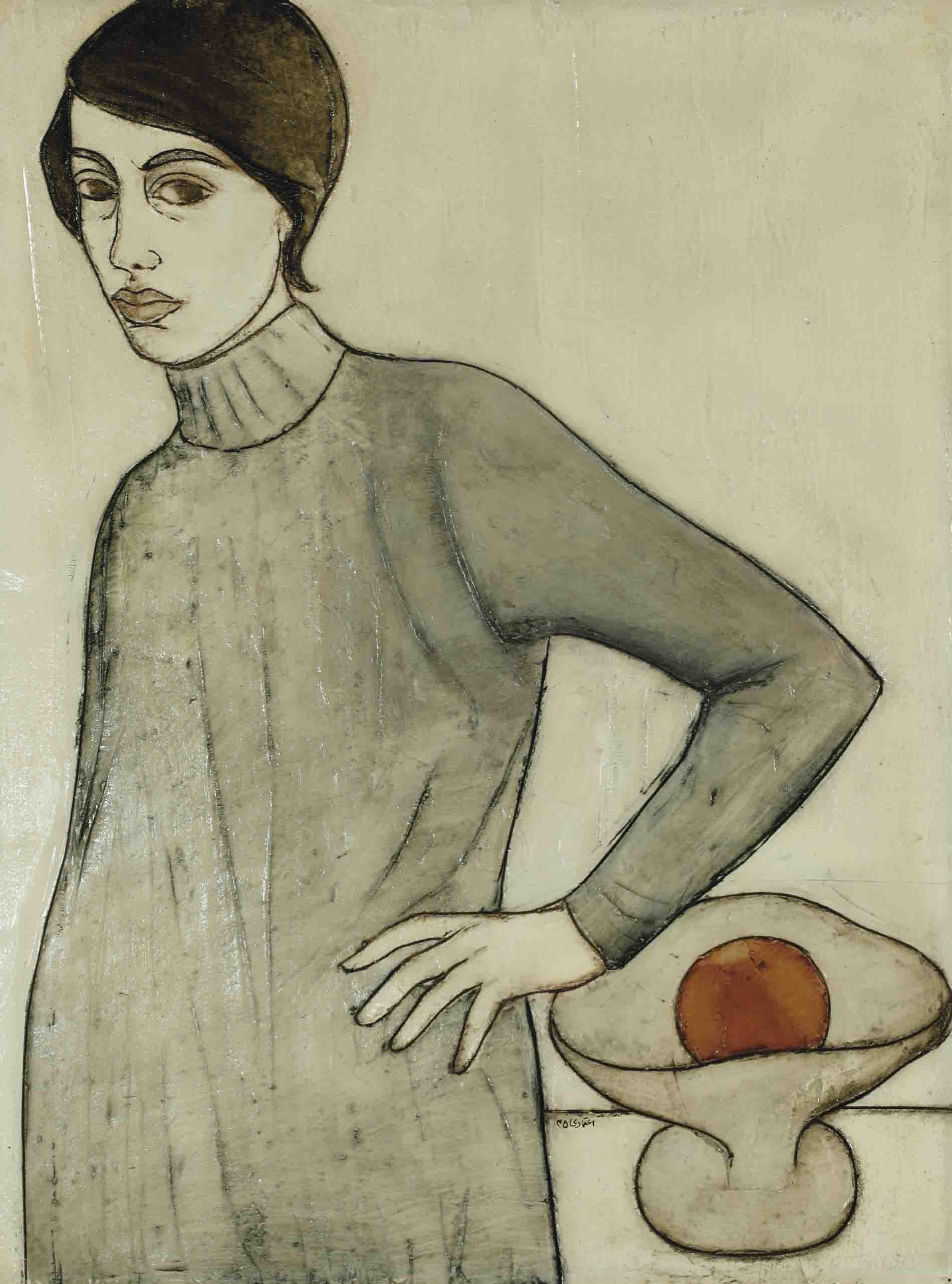 Parvaneh Etemadi - Portrait of a Lady with an orange