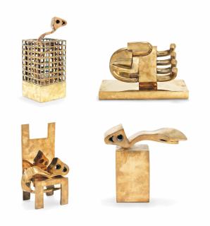 Parviz Tanavoli - (i) Heech in Cage (ii) Hand of the Mountain Carver II  (iii) Heech on Chair  (iv) Heech