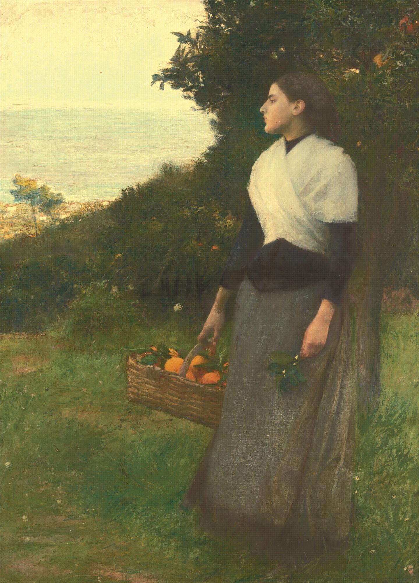 Pascal Adolphe Jean Dagnan-Bouveret - French Young Woman In A Garden Of Oranges