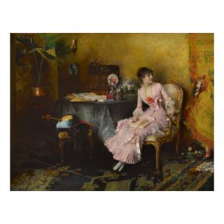 Pascal Adolphe Jean Dagnan-Bouveret - Jeune Femme En Rose Avec Son Enfant