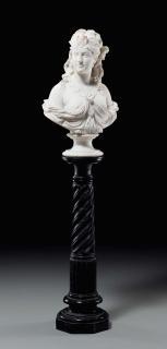 Pasquale Romanelli - White Marble Bust Of A Woman Entitled America