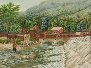 Pasquale Santo - Nicholas Santo Fishing on the Battenkill