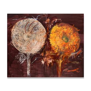 Pat Steir - Amsterdam Drawing Lesson with Orange Sunflower