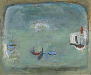 Patrick Collins, H.R.H.A. - Harbour With First Stars