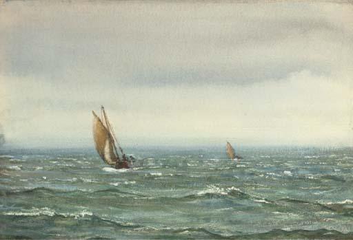Patrick Downie, R.S.W. - Fishing boats in an offshore breeze