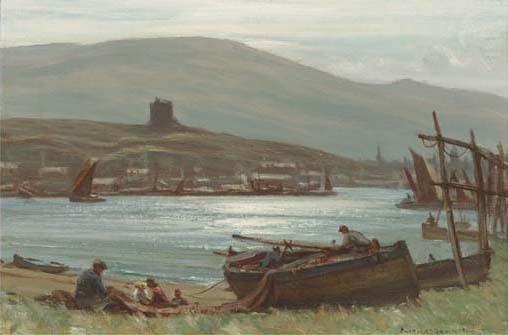 Patrick Downie, R.S.W. - Silvery Noonday, Tarbert, Loch Fyne