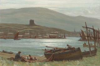 Patrick Downie, R.S.W. - Silvery Noonday, Tarbert, Loch Fyne