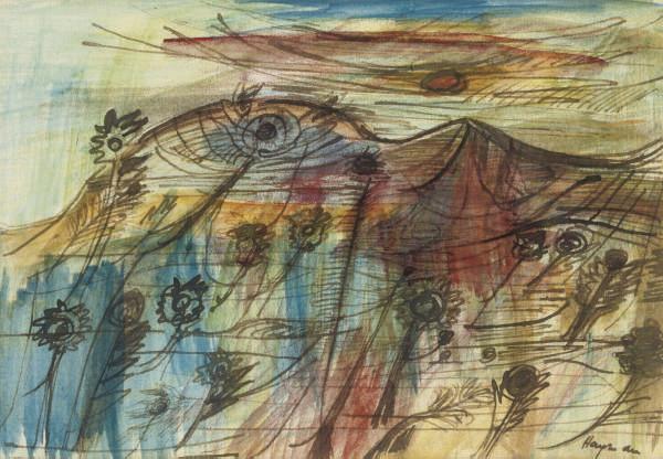 Patrick Hayman - Hills and flowers by the sea