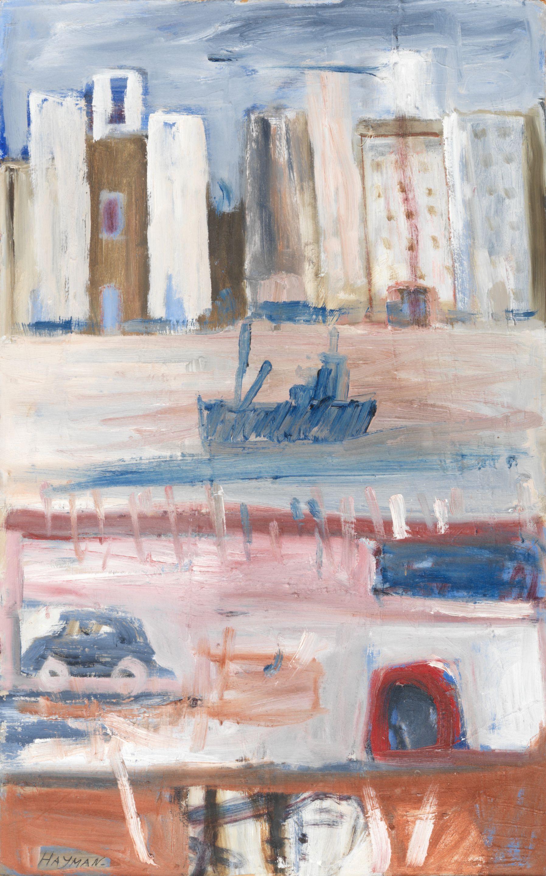 Patrick Hayman - Riverside with Tall Buildings