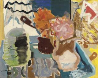Patrick Heron, R.A. - Dahlias on a gas stove