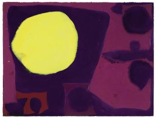 Patrick Heron - Big Yellow Disc in Violets with Red: January 1971