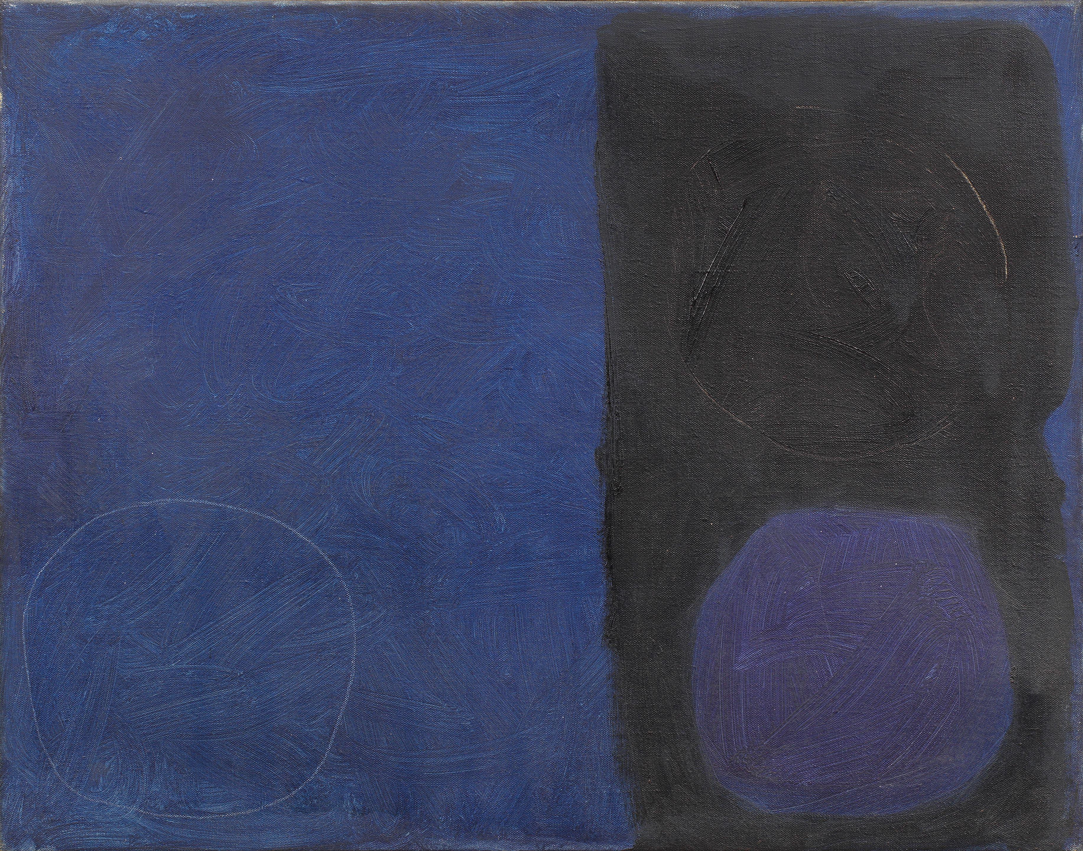 Patrick Heron - Blue and Black (3 Circles) : January 1962