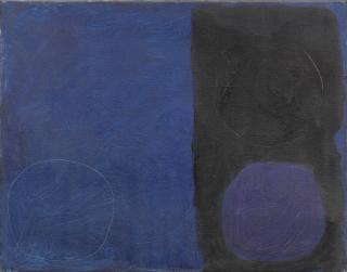 Patrick Heron - Blue and Black (3 Circles) : January 1962