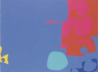 Patrick Heron - [Interlocking Pink and Vermillion with Blues]