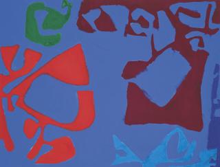 Patrick Heron - Scarlet and Bordeaux in Cobalt : September 16th : 1975