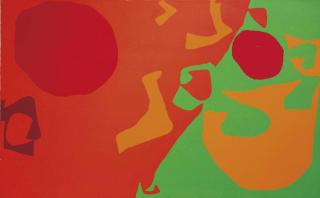 Patrick Heron - Small Diagonal with Scarlet, Emerald and Orange Fragments: 1971- January 1975
