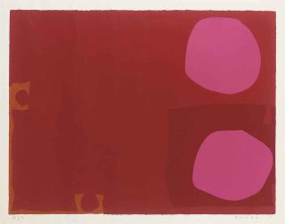 Patrick Heron - Two magenta discs in dark red