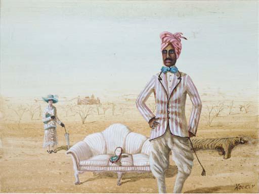 Patrick Hockey - Sofa, Tiger and Figure in the Outback