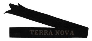 Patrick Keohane - British Antarctic Expedition, 1910-13: Keohane\'s black silk cap ribbon with \'TERRA NOVA\' woven in gilt thread