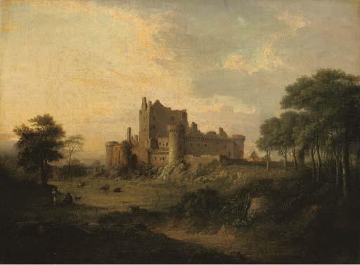 Patrick Nasmyth - Castle Ruins In A Landscape With Figures And Cattle In The Foreground