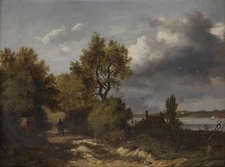 Patrick Nasmyth - Figure on a path in a landscape looking across a river