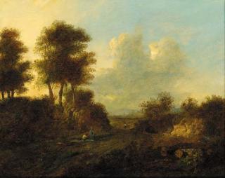 Patrick Nasmyth - Figures resting on a track in a wooded landscape