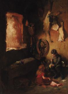 Patrick William Adam, R.S.A. - Interior of a Cottage, Iona