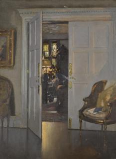 Patrick William Adam, R.S.A. -  Interior With Open Door And Chair