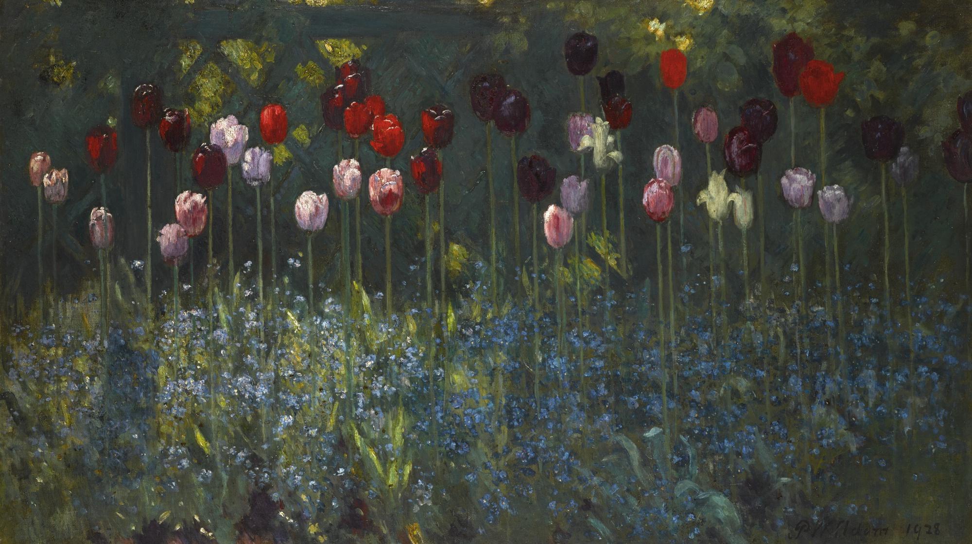 Patrick William Adam, R.S.A. - Tulips And Forget-Me-Nots