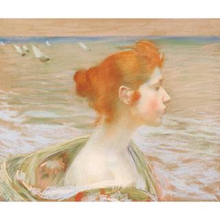 Paul-Albert Besnard - Profil De Jeune Fille Au Bord De La Mer