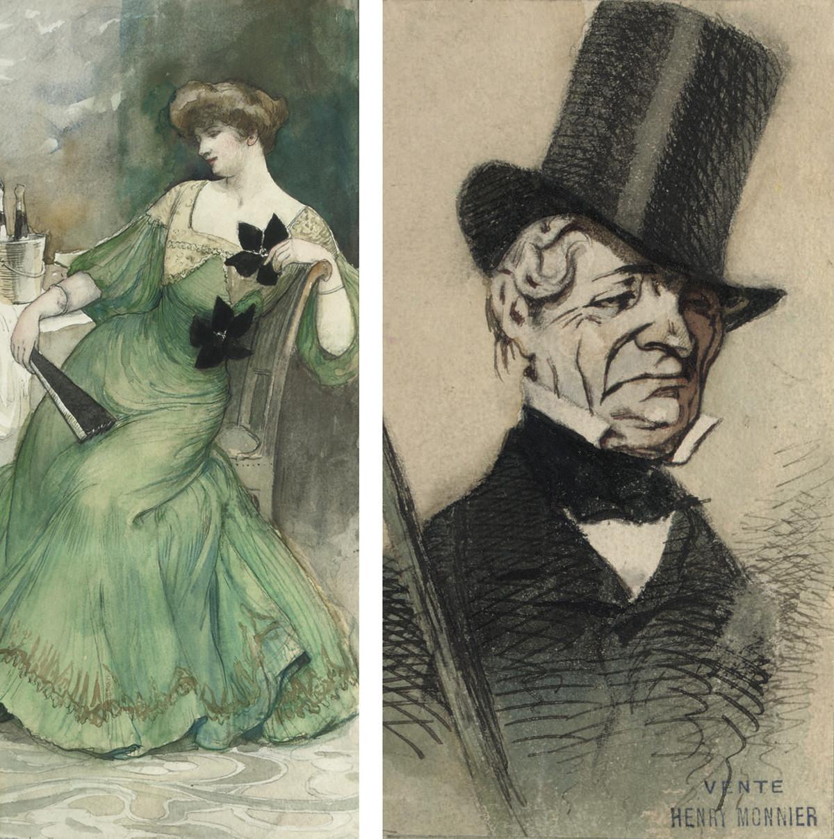 Paul Albert Laurens - L\'Elegante À La Table: A Green Dress