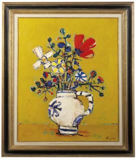 Paul Augustin Aizpiri - Fleurs sur fond jaune