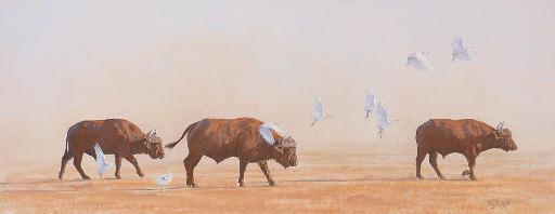 Paul B. Dixon - Buffalo and Egrets