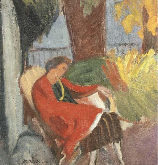 Paul Basilius Barth - Frau mit rotem Umhang, 1923