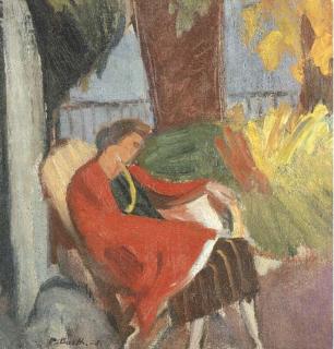 Paul Basilius Barth - Frau mit rotem Umhang, 1923