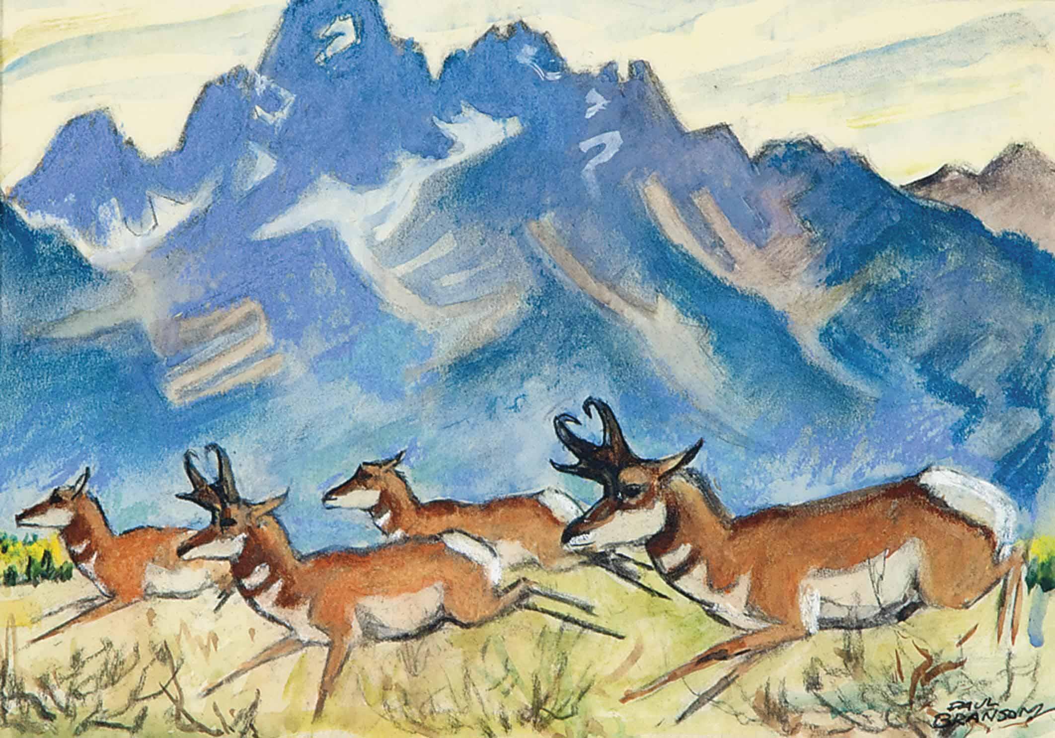Paul Bransom - Running Antelope (Segrame Calendar Study)