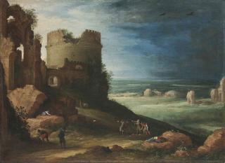 Paul Bril - Capriccio of the Via Appia Antica, near Rome, with the Tomb of Cecilia Metella and the Claudian Aqueduct