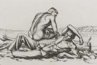 Paul Cadmus - Two Boys On A Beach, No. 2 (Brooklyn Museum 86)