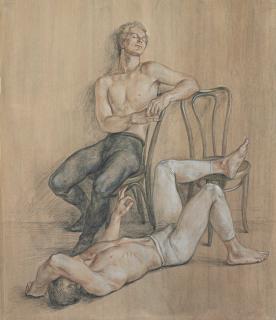 Paul Cadmus - Two Dancers with Bentwood Chairs