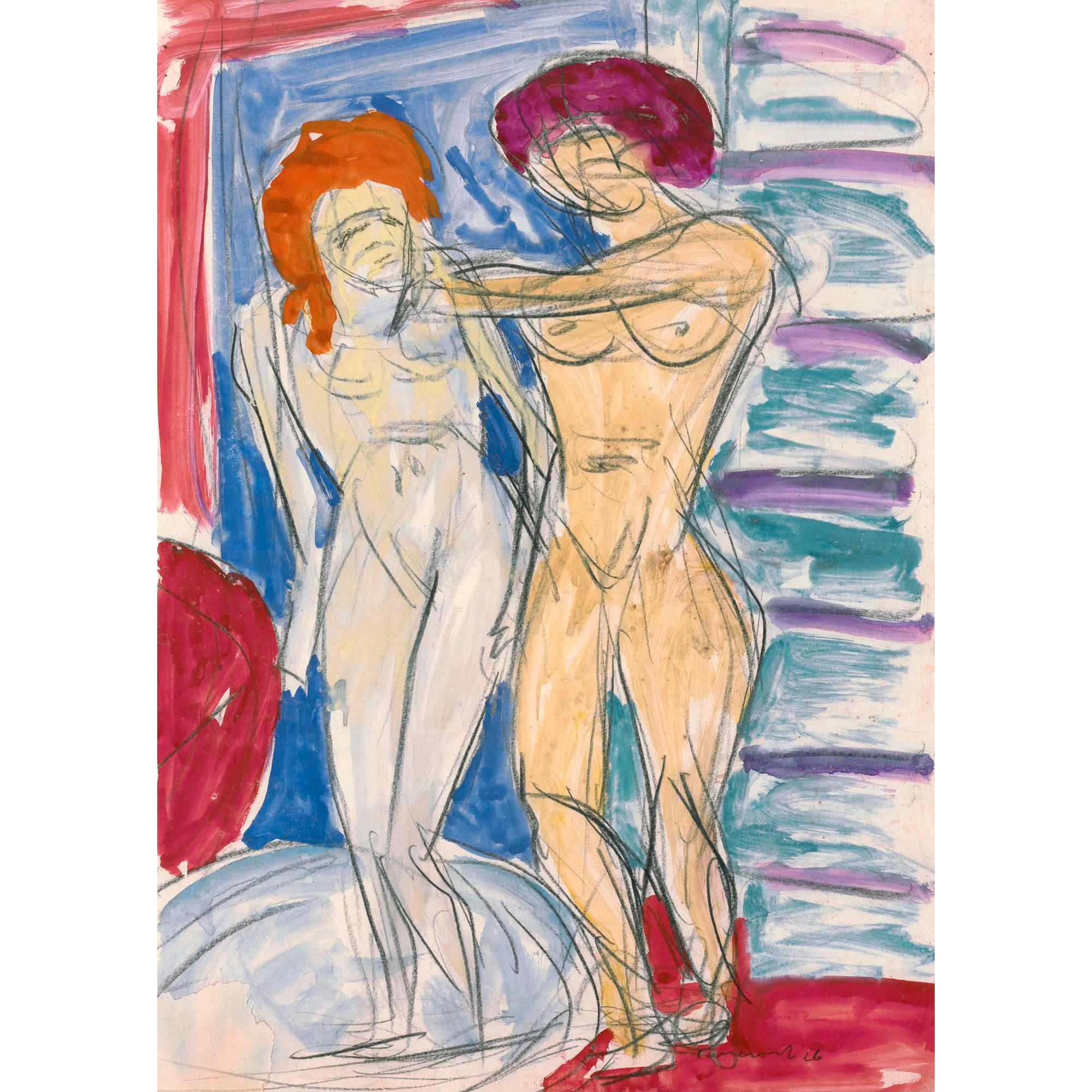 Paul Camenisch - Zwei Stehende Weibliche Akte, 1926 Two Standing Female Nudes, 1926