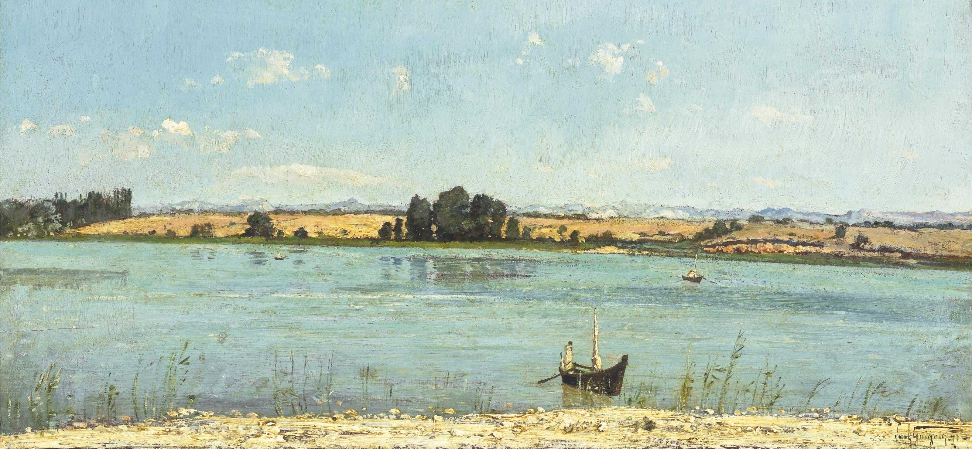 Paul Camille Guigou - Barques sur la Durance