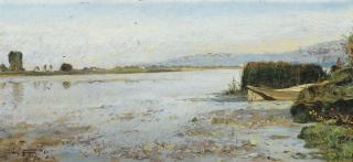 Paul-Camille Guigou - La Seine À Trielpaul-Camille Guigou ; View Of The Seine In Triel ; Signed And Dated  65 Lower Left ; Oil On Panel