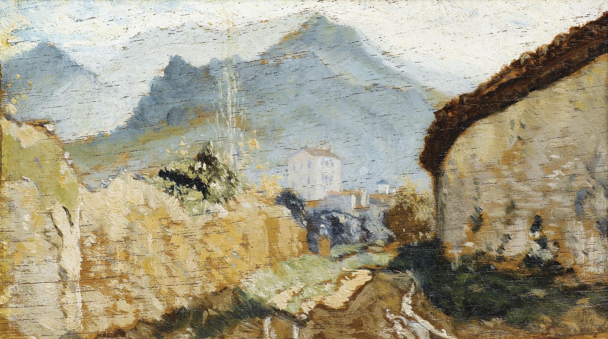 Paul-Camille Guigou - Village Dans Un Paysage De Collinespaul-Camille Guigou ; A Village In A Landscape With Hills ; Oil On Panel