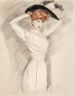 Paul-César Helleu - An Elegant Lady Wearing A Hat