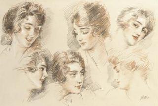 Paul-César Helleu - Etudes de la tête d\'une femme