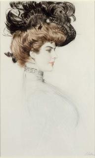Paul César Helleu - Femme au Chapeau á Plumes