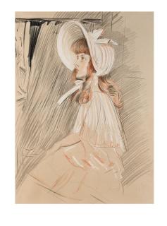 Paul-César Helleu - Fillette Regardant Vers Le Haut : Illustration Pour ‘Fermez Les Rideaux. Chansons Simplettes Pour Les Petits Enfants’