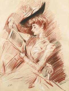 Paul César Helleu - French madame Helleu Reading
