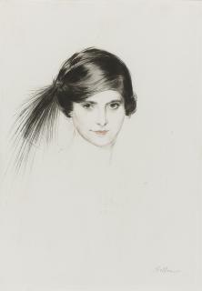 Paul César Helleu - Head Of Helena Rubinstein With Egret Feathers